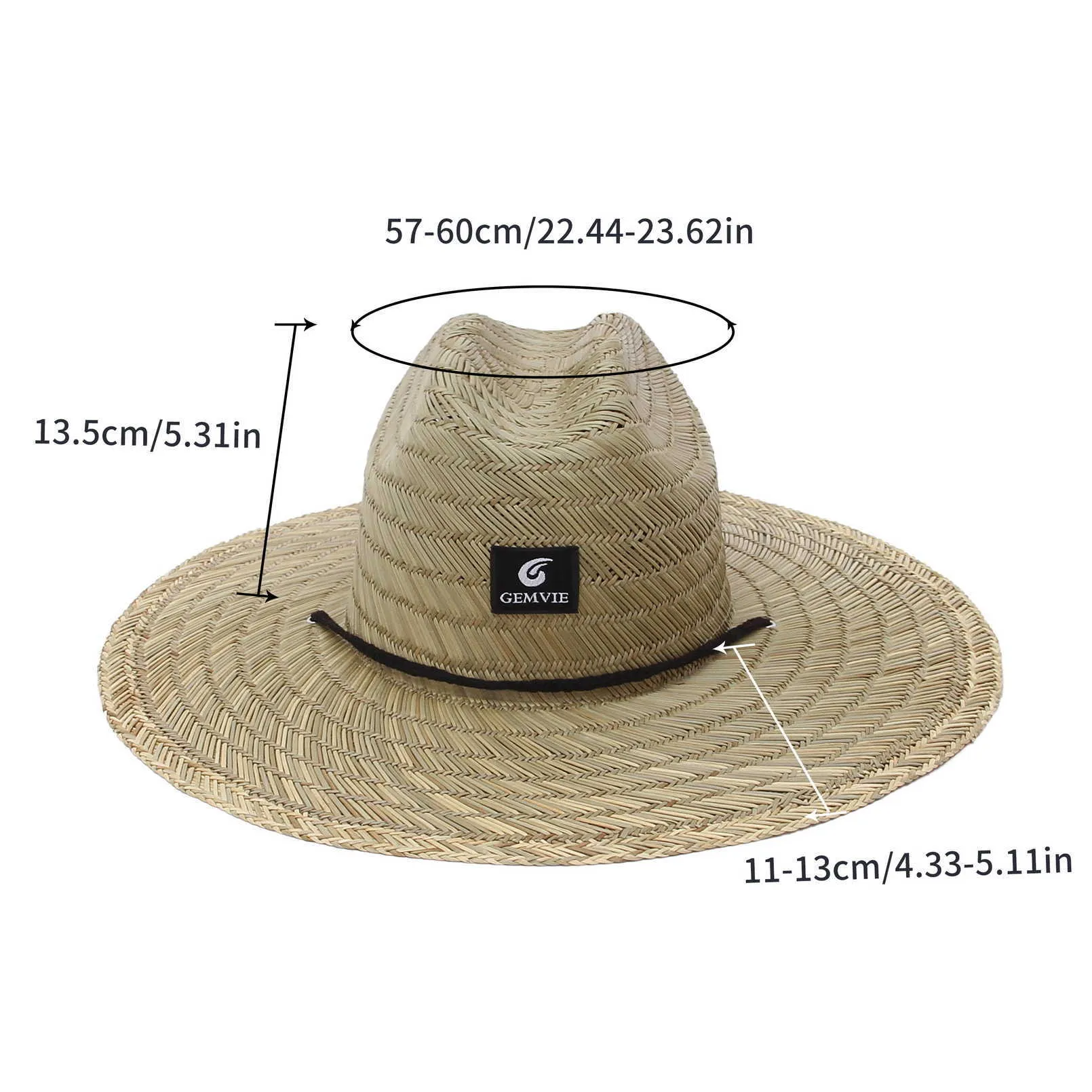 Classic Handwork Women Men Lifeguard Hat Straw Summer Beach Sun hat Outdoor Wide Brim Jazz Panama Womens 210608