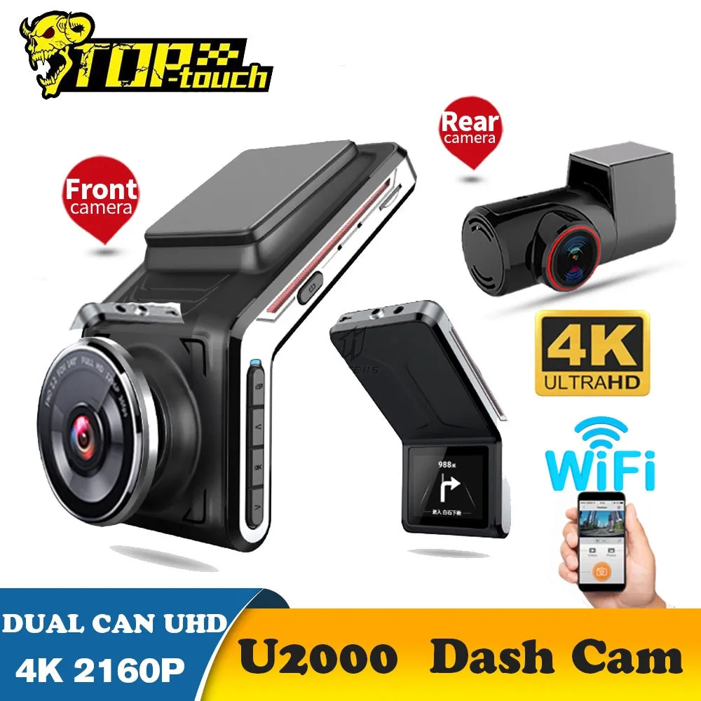 Dashcam 4k Gps Wifi 24h Moniteur de stationnement Dash Cam Vision nocturne Double  caméra pour voiture enregistreur vidéo arrière Dvr avant et arrière 2 Dvrs