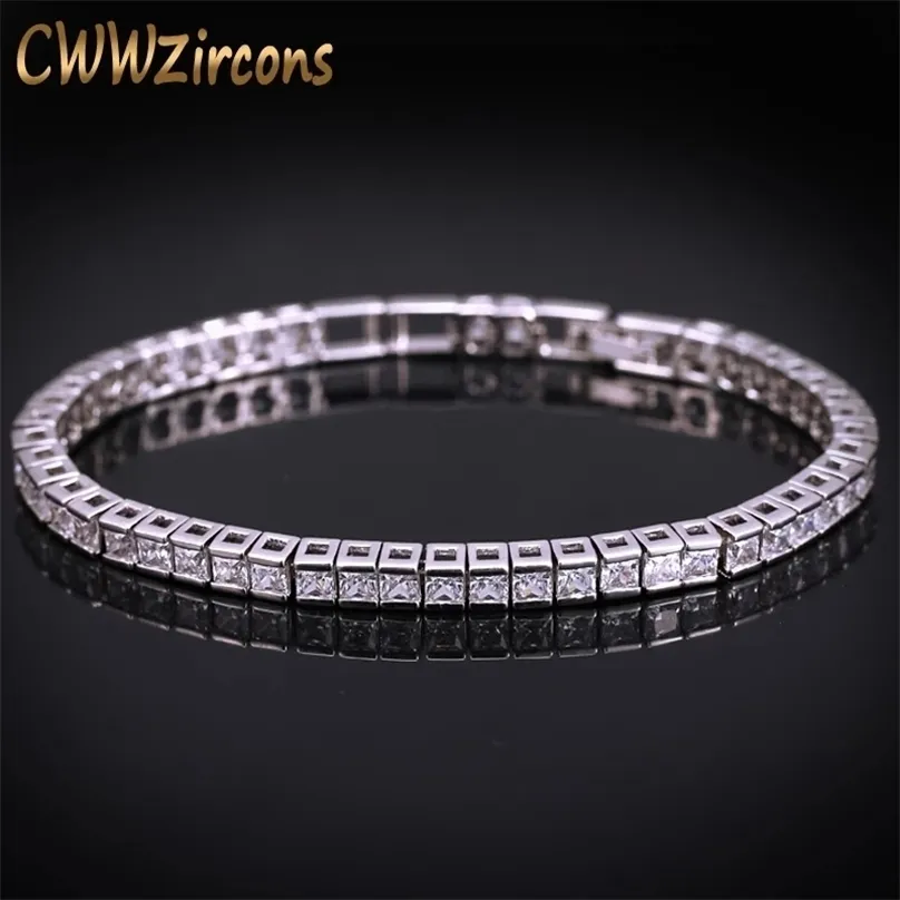 CWWZIRCONS ماركة ساحة m مكعب زركونيا التنس أساور للمرأة الذهب الأبيض اللون الأميرة قطع تشيكوسلوفاكيا الزفاف مجوهرات CB169 220215