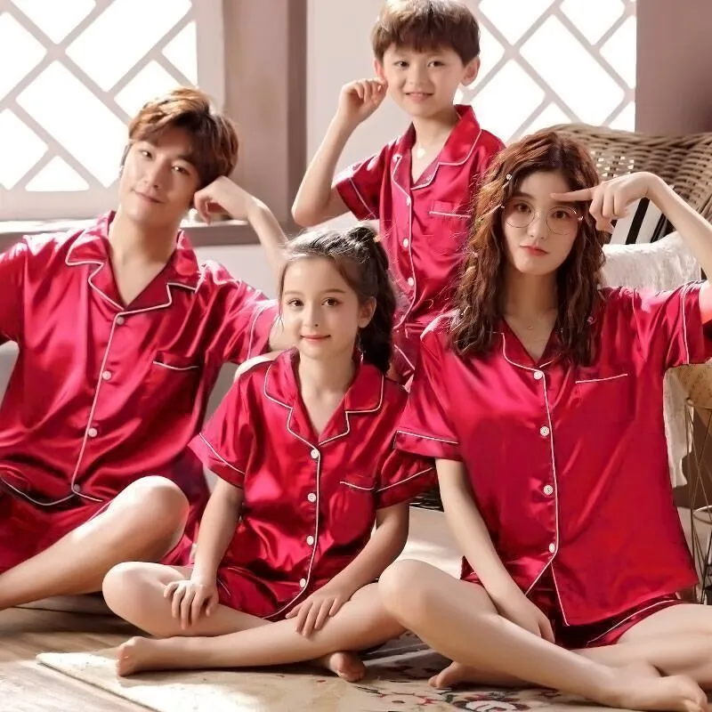 Red silk on sale family pajamas