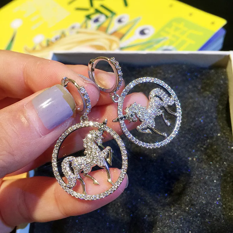 Animal fait à la main Original 925 en argent sterling balancent boucle d'oreille Dimaond bijoux fête mariage boucles d'oreilles pour les femmes cadeau de mariée