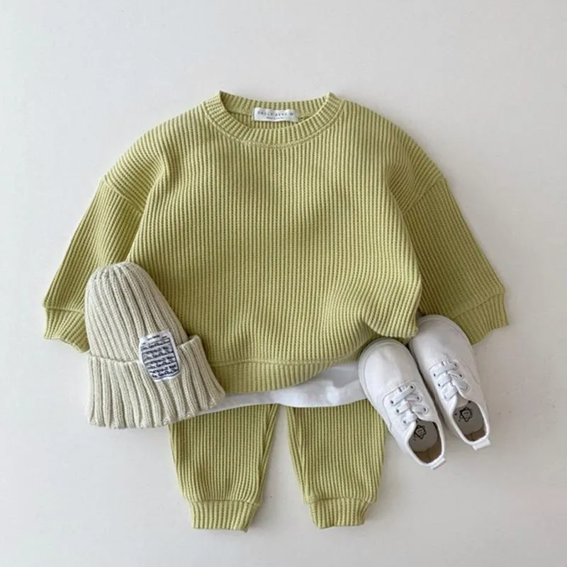 Kläder Sats Barnens höst Baby och Toddler Suit Casual Långärmad Sweater Sport Sweat Byxor Tvådelade barn