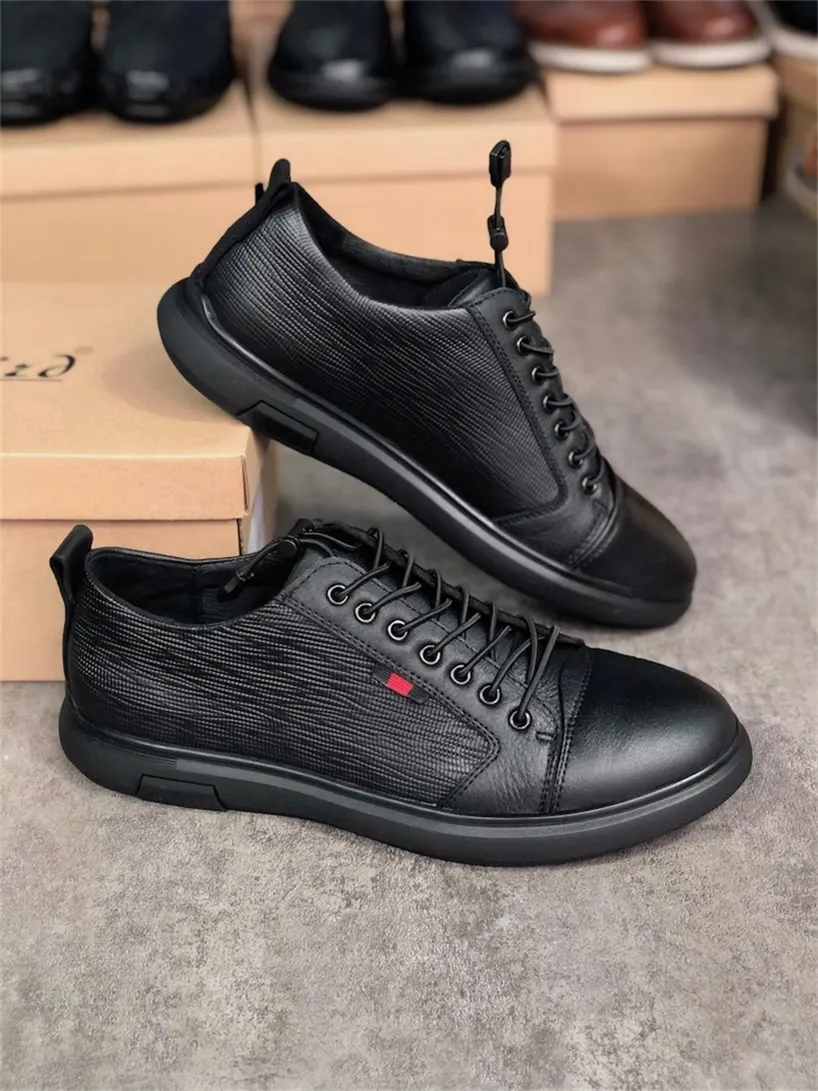 Hoge Kwaliteit Designer Mens Jurk Schoenen Luxe Loafers Rijden Echt leer Italiaans slip op zwarte casual schoen ademend met doos 028