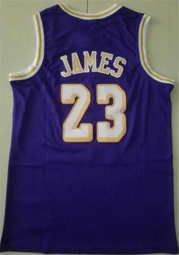 Maglia Da Basket LeBron James Da Uomo 23 Nero Blu Bianco Giallo