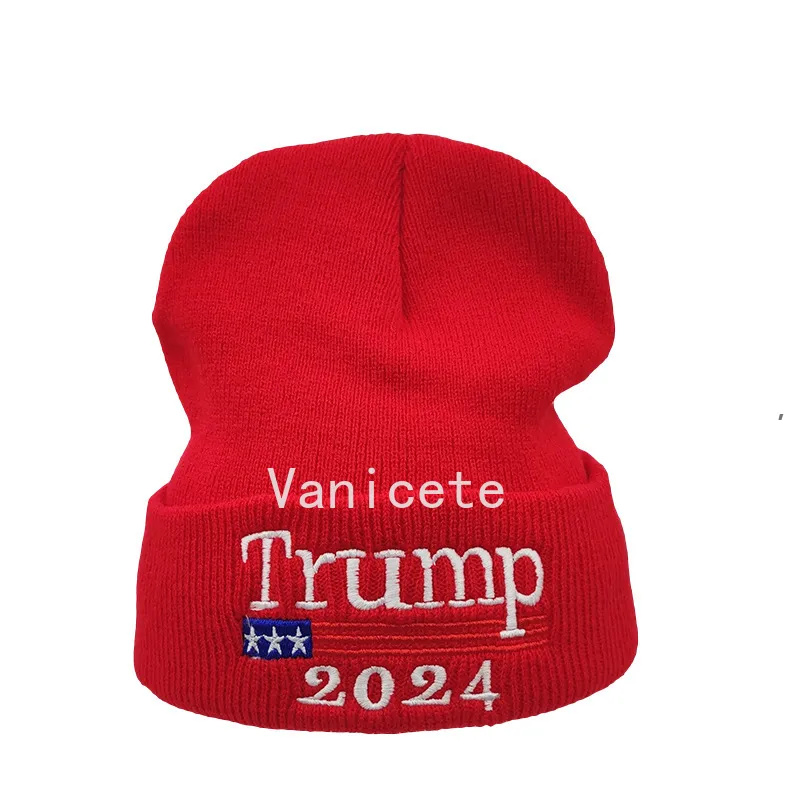 Party Hats 2024 Trump Dzianiny Wełniany Kapelusz Amerykański Kampania Męska Obiecka Ciepła Cap Balck Red Sea Wysyłka RRD8927