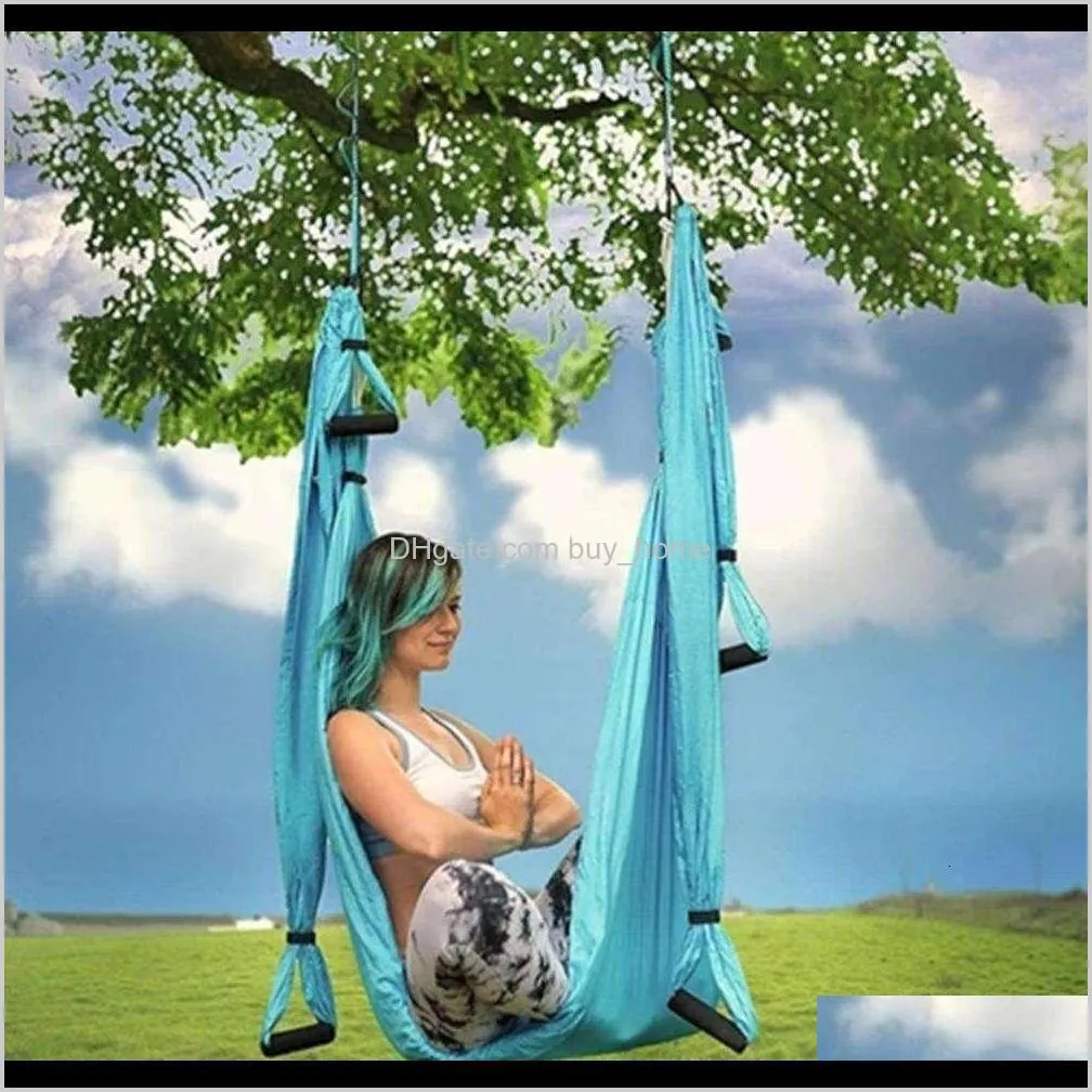 5 colors aerial yoga hammock 6 handles strap home gym hanging belt swing anti-gravity aerial traction devices 201124