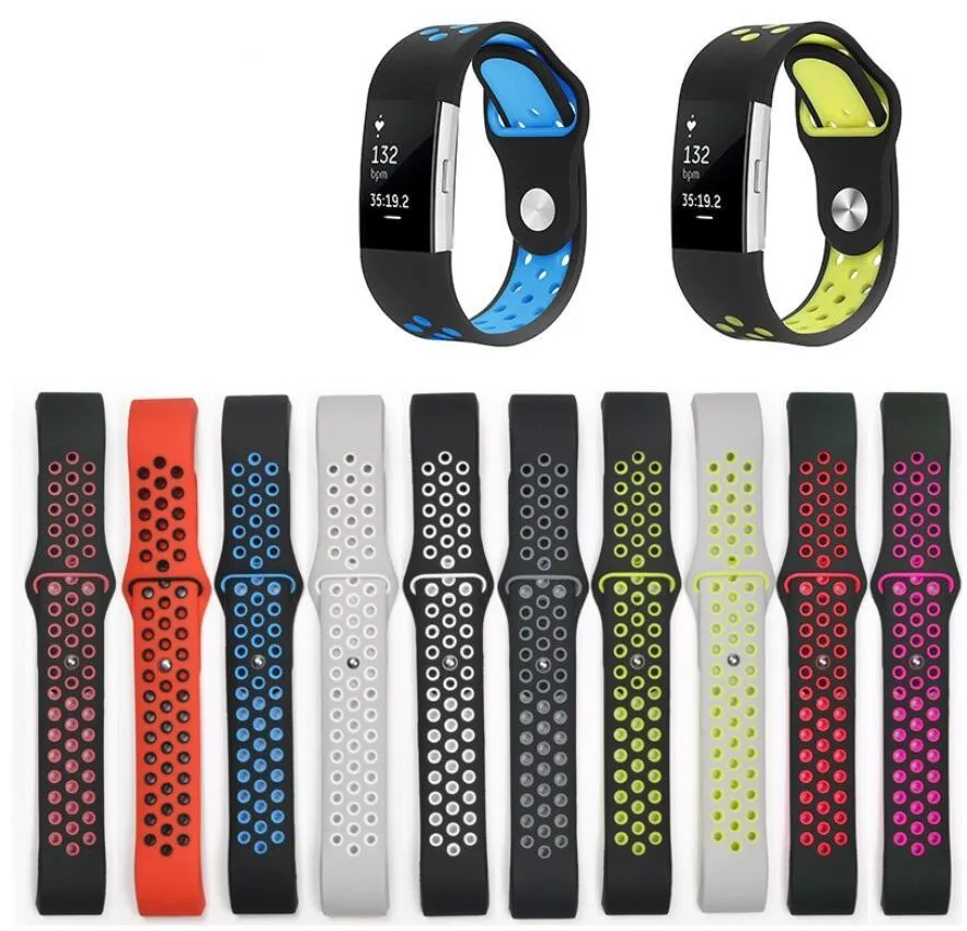 Bracelet en silicone double couleur de remplacement de la meilleure qualité pour Fitbit charge 2 bracelet bracelet bracelets de montre pour Fitbit CHARGE 2