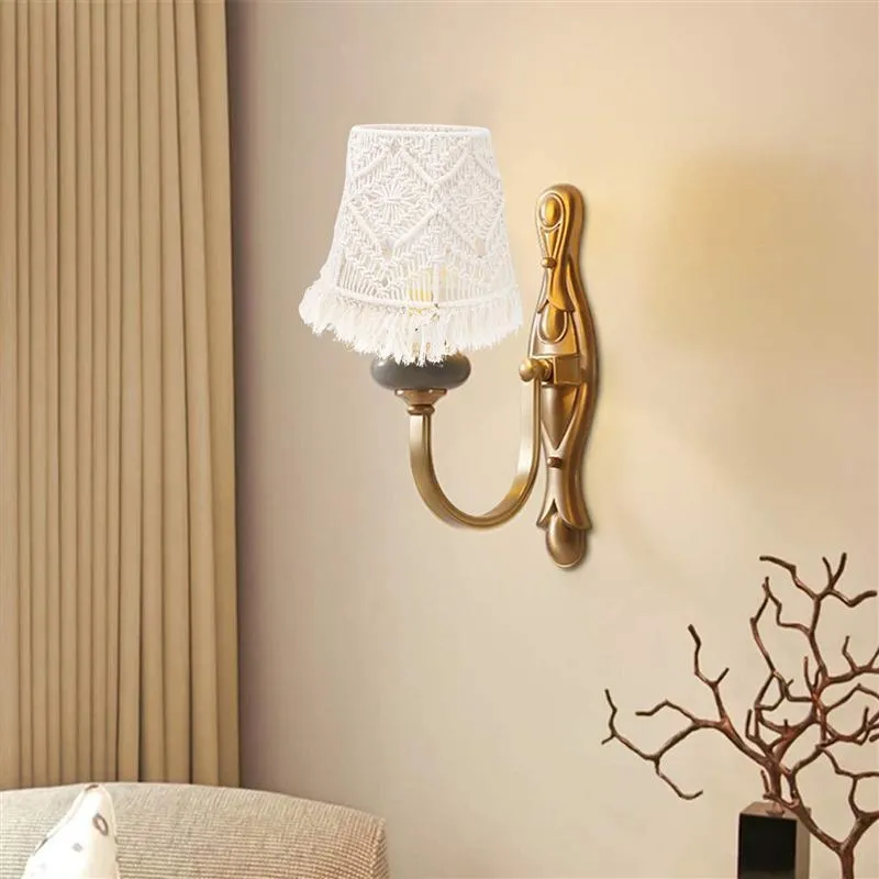 Lampenschirme, 1 Stück, böhmischer Makramee-Schirm, handgefertigt, gewebter Bodenbezug für Schlafzimmer #J
