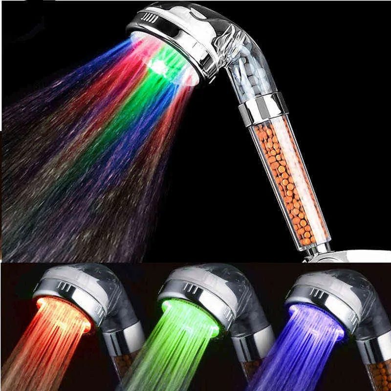 ZLOOG Hot LED Anion Shower SPA Shower Head Pressurized Water Saving Sensor Changing Colors Handheld Bathroom Rain Shower Nozzle H1209