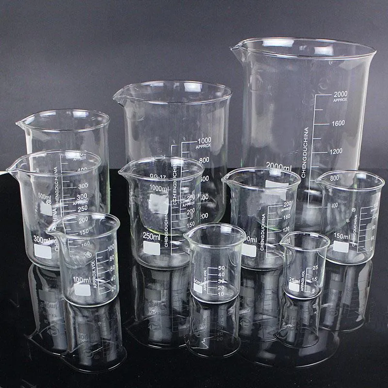 Lab Supplies 1 Lot 25ml To 1000ml Low Form Beaker Chemistry Laboratory Glass Transparent Flask Thickened With Spout