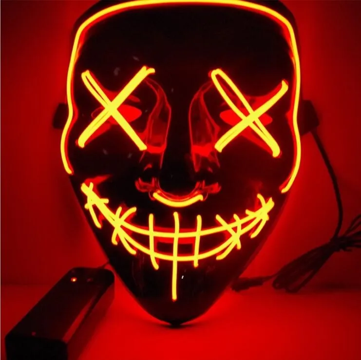 Halloween Mask LED Light Up Funny Masks The Purge Election Year Great Festival Cosplay Costume Supplies Party Mask sea shipping EWD7901