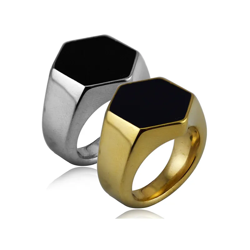 2021 Style Geometric Hexagon Finger Ringar För Kvinnor Tjej Gåvor Mode Silver Färg Rostfritt Stål Män Smycken Bijoux