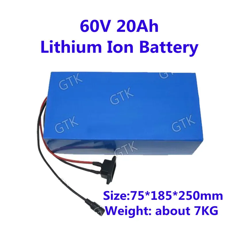 18650 Uppladdningsbar 60V litiumjon Batteripaket 20ah högkapacitet Li-ion Pouch Cell + Laddare för E-Bike E-cyklar E-scooter