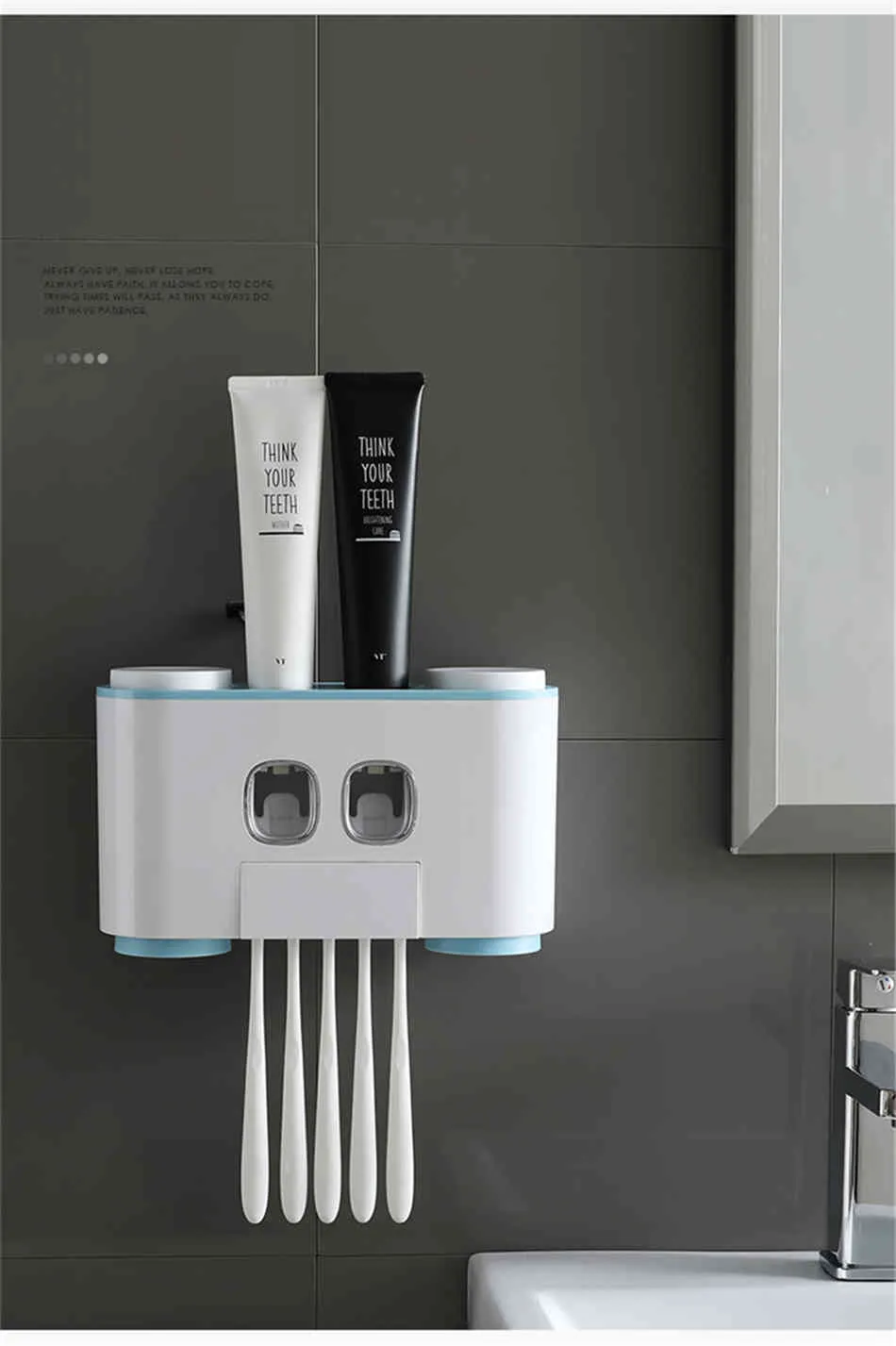 Automatic Toothpaste Dispenser & Dust-Proof Toothbrush Holder Set ...