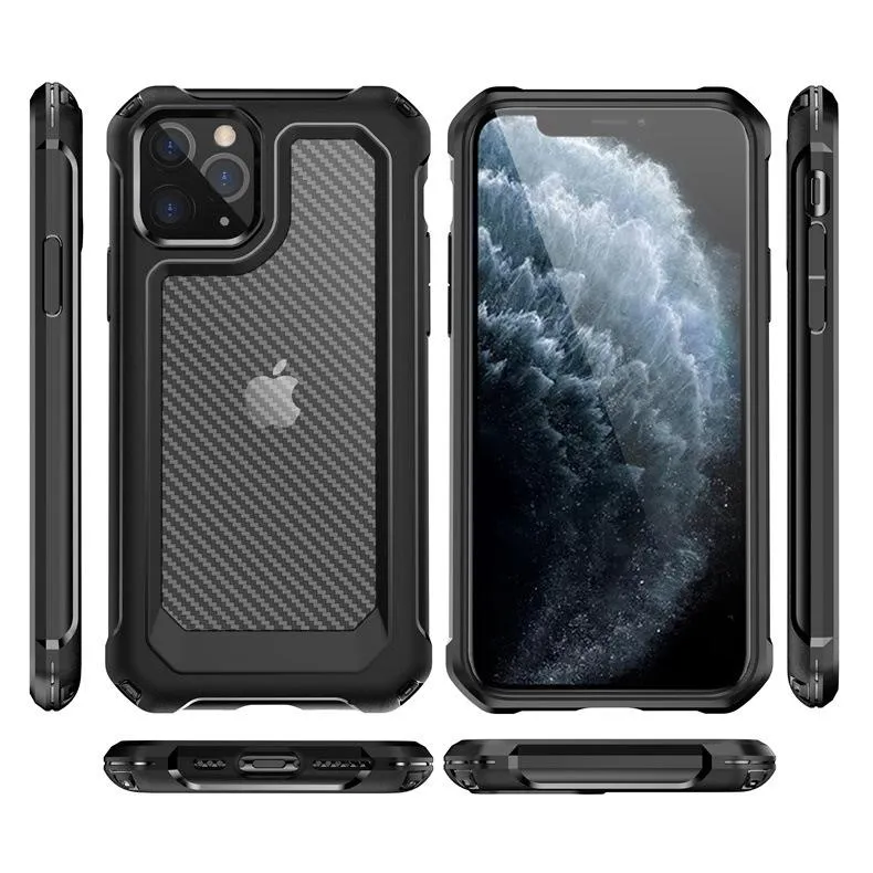Carbon Fiber Shockproof Heavy Duty Phone Cases for iPhone 13 12 11 Pro Max XS XR X 6 7 8 Plus SE2 Samsung S20 Ultra