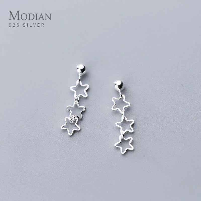 Full Openwork Stars Fresh Stud Earrings for Women 925 Sterling Silver Cute Korean Girls Earings Accessories Oreilles 210707