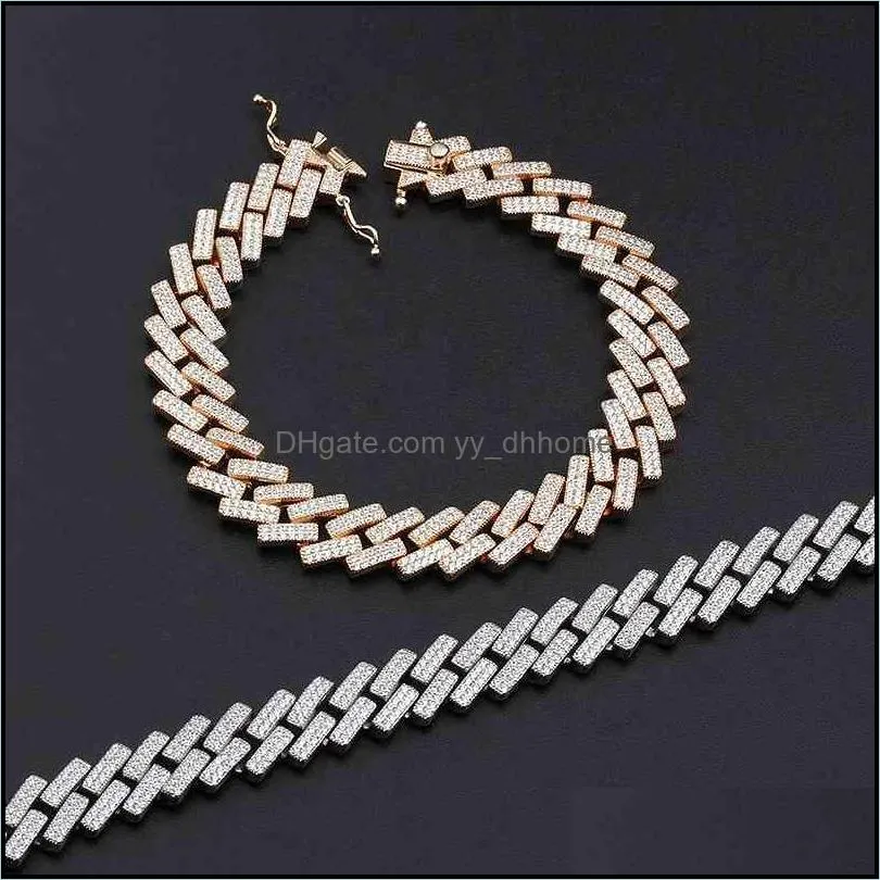  Zirconia Gold Hip Hop Jewelry Fashion Cuban Brass Diamond Tennis Baguette Bracelet For Women