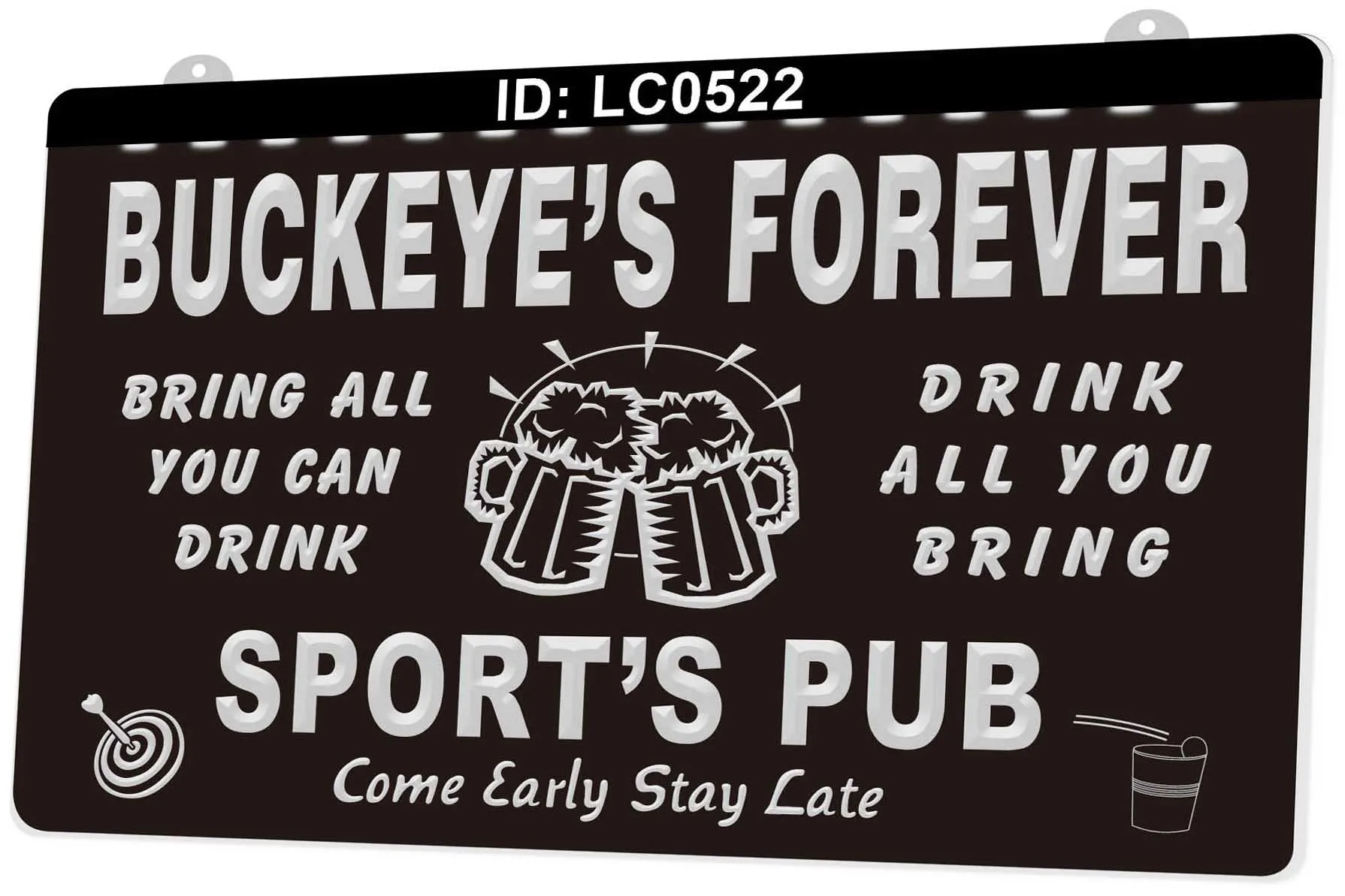 LC0522 Uw Names Light Sign Forever Sport's Pub Kom Vroeg verblijf Late Beer Bar 3D Gravure