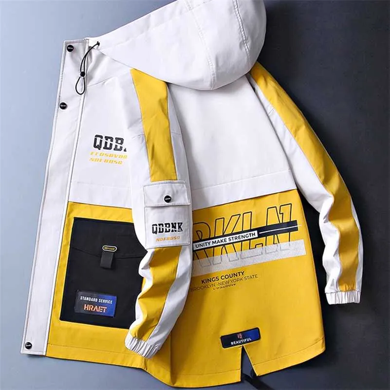 Cool Jackets Men Patchwork Streetwear Male's Casual Windbreaker Coat Male Hip Hop Big Size 3XL 211009