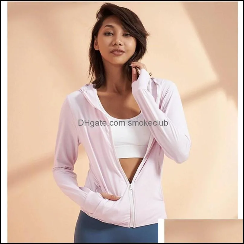 Running Jackets 2021 Breathable Sports Jacket Hoodie Women`s Long-Sleeved Zipper Training Outdoors Sunscreen Fitness Clothes