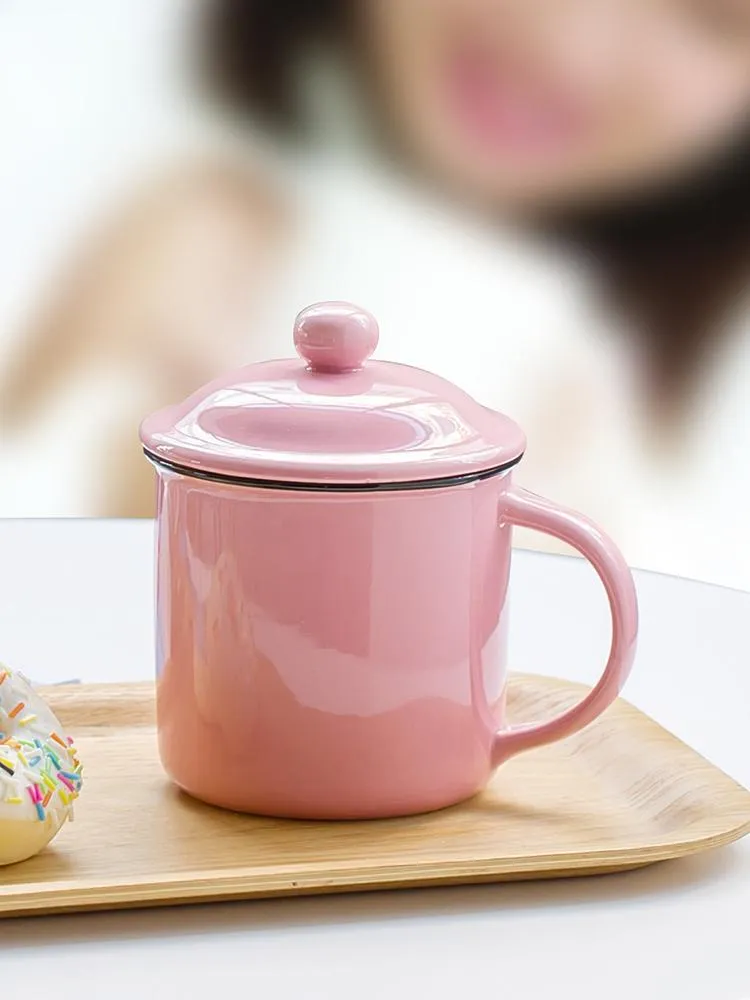 Kupalar Porselen Emaye Kupası Nostalji Kupa Retro Çay Su Sırlı Kahve Drinkware Süt Kahvaltı