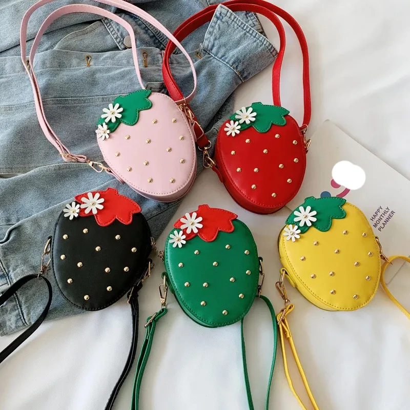 Miúdo Mini Saco de frutas Kawaii Menina Pequena Coin Cara Caixa de Bolsa de Morango Bebê Money Mudar Bolsa