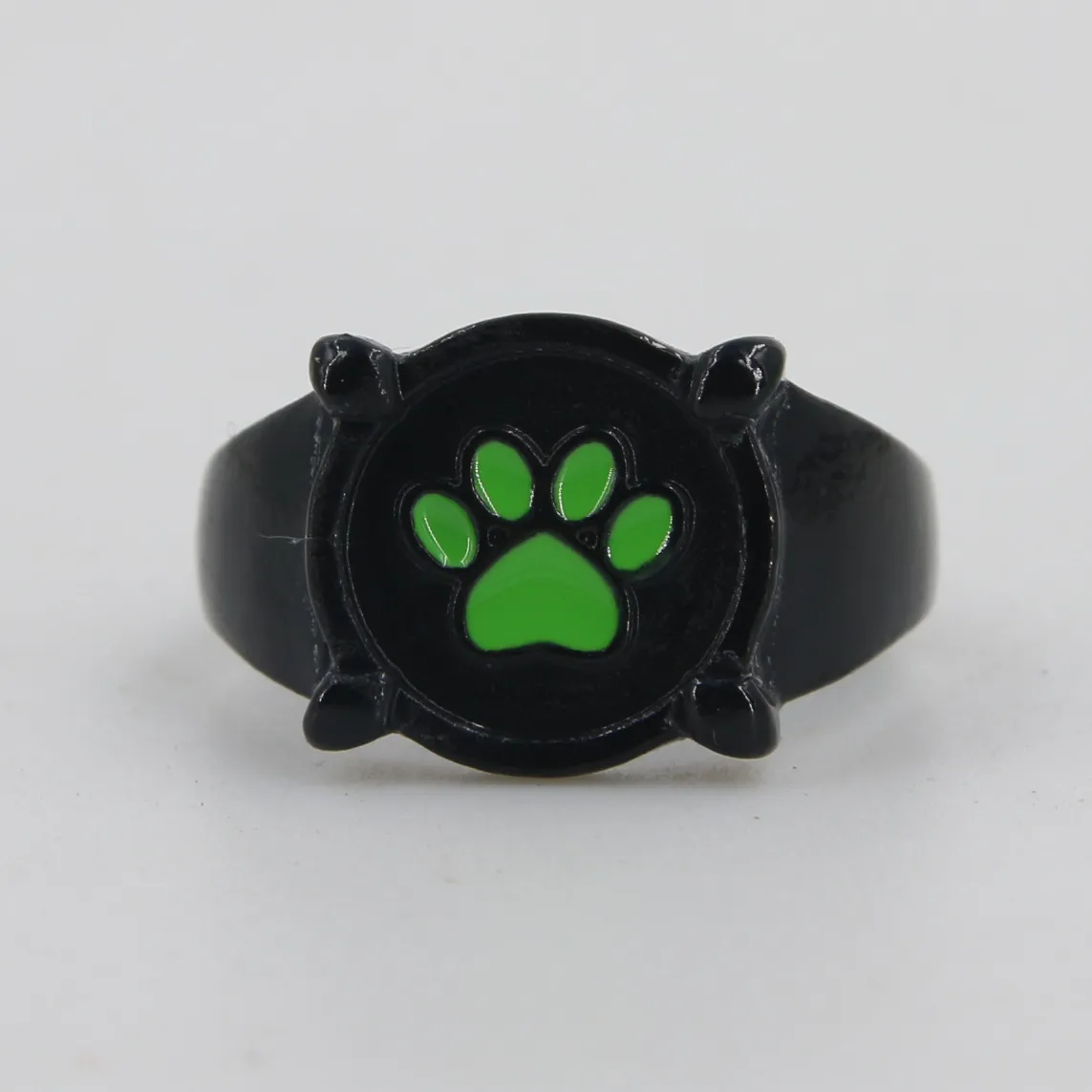 Anime Cartoon Black Cat Claw Ring Girl Boy Green Enamel Love Paw Print Cute Jewelry Kid Punk Ring Birthday Gift1290465