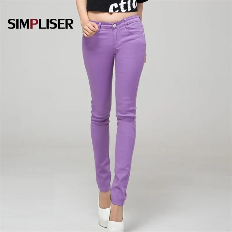 Pant Biały Czerwony Czarny 20 Cukierki Kolor Dżinsy Plus Rozmiar Skinny Spodnie Stretch Legginsy Femme Pantalon 210809