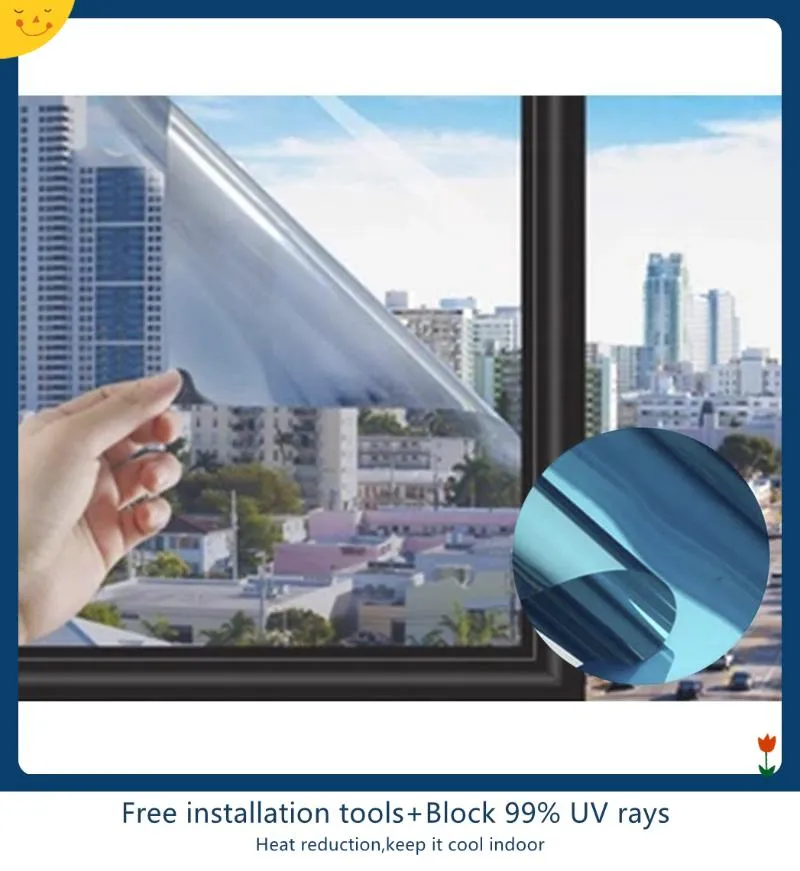 Naklejki okienne Prywatność w jedną stronę lustra 40/50/60 cm anty-solarne odcień do samoprzylepnej szklanej folii szklanej