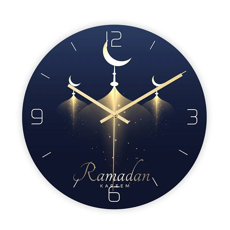 Wall Clocks Muslim Style Mute Movement Wall-Clock 3D Acrylic Luxury Light Watch For Living Room Home Decoration Eid