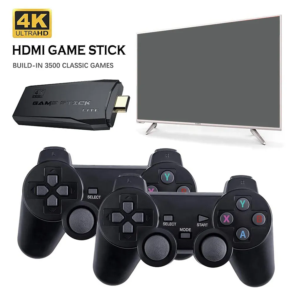 4K HD Video Game Console 2.4G Wireless Controller Gamepad USB Games Stick Can Store 3500 Classic Home TV Draagbare game-spelers Ondersteuning Double Play M8