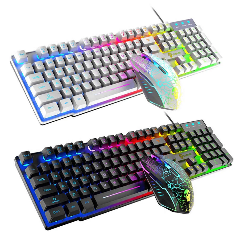 RGB Backlit USB Wired Gaming Set Keyboard Mouse Kit Gamer Ergonomisk Mekanisk Mekanisk Känn PC Laptop