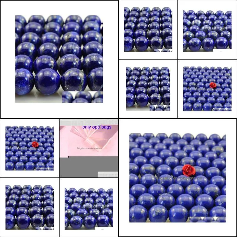 Natural Stone Lapis Lazuli Round Loose Beads Strand 4 6 8 10 12 14Mm Pick Size For Jewelry Making No.Sab12 1Yqq9