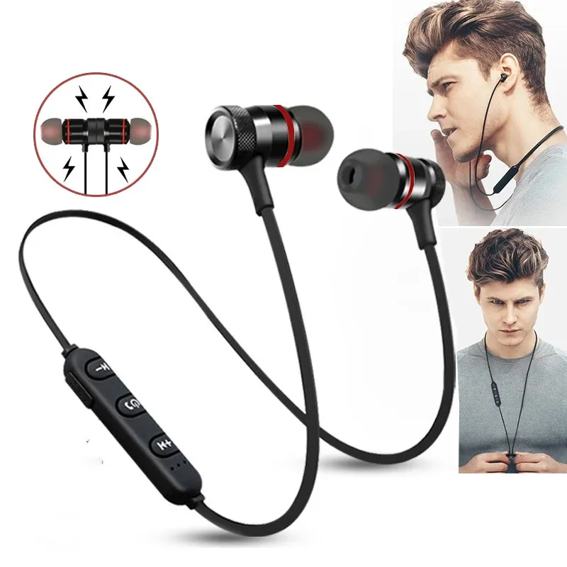 Écouteurs Bluetooth magnétiques en métal écouteurs sans fil écouteurs sport réglage du Volume de la salle de sport pour iPhone Samsung Smartphones Android