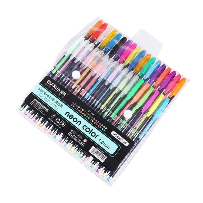 48 Set Gel Pens Colored Glitter For Coloring Books Drawing Art