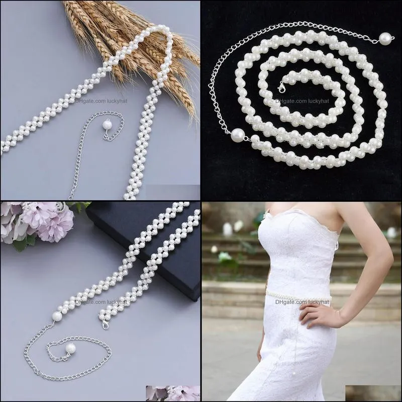 Simplicity Pearl Wedding Belts Bride Accessories Girl Engagement Prom Party Evening Dresses Belt Bridesmaid Decoration