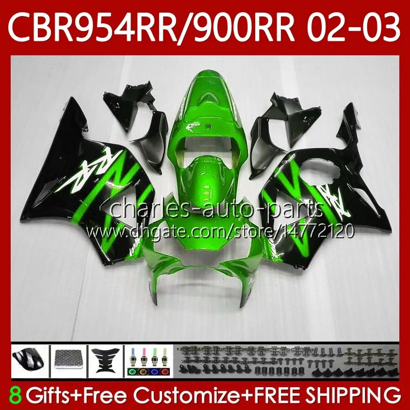 Bodywork Kit For HONDA CBR900 CBR954 RR CBR 954 900 RR CC 2002-2003 Body 61No.130 CBR954RR CBR 900RR 954RR 900CC 02 03 CBR900RR CBR954-RR 2002 2003 Fairings glossy green