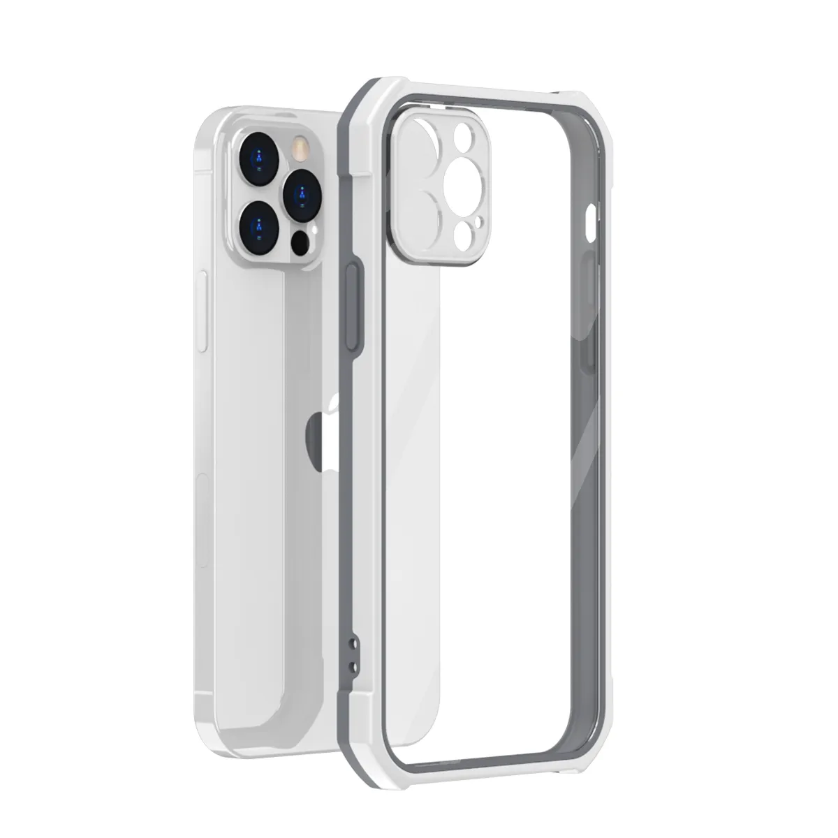 iPhone 13 12 11 Pro Max XR XS x 8 7 Plusのためのプレミアムデュアルカラー耐衝撃透明アクリルハード電話ケース