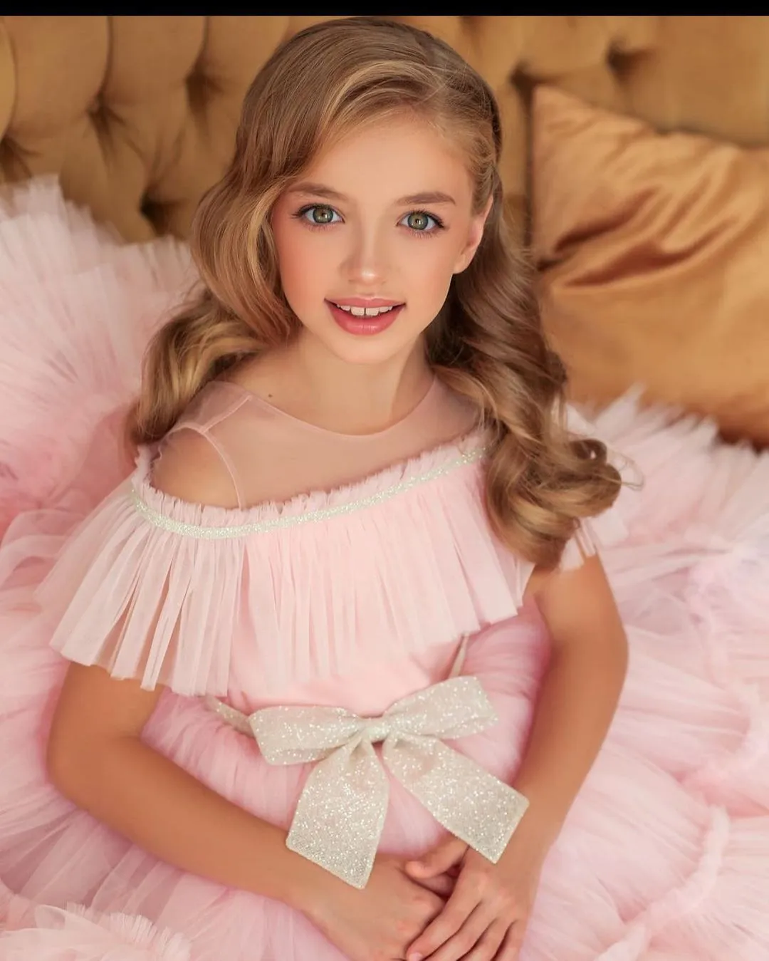 Buy Formal Prom Pageant Wedding Girls Dresses A-line Knee Length Tutu  Ruffle Dress Princess Party Infant Baby Dress 6M Gold B 70 at Amazon.in