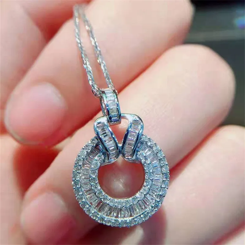 Уникальный дизайн Diamond Pendant Real 925 Серебряный серебряный серебряный ожерелье Свадебные подвески для женщин свадебные ювелирные изделия Moissanite181U