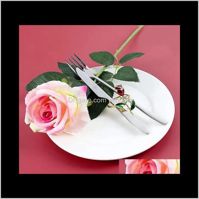 10pcs valentine napkin rings rose flower holders table decor for dinner wedding party el decoration