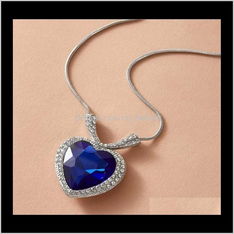 love of heart diamond necklace sapphire crystal chain necklace jack and rose memory necklace ps0756