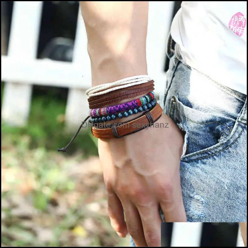 Bracelets bracelet men`s jewelry stable woven leather suit