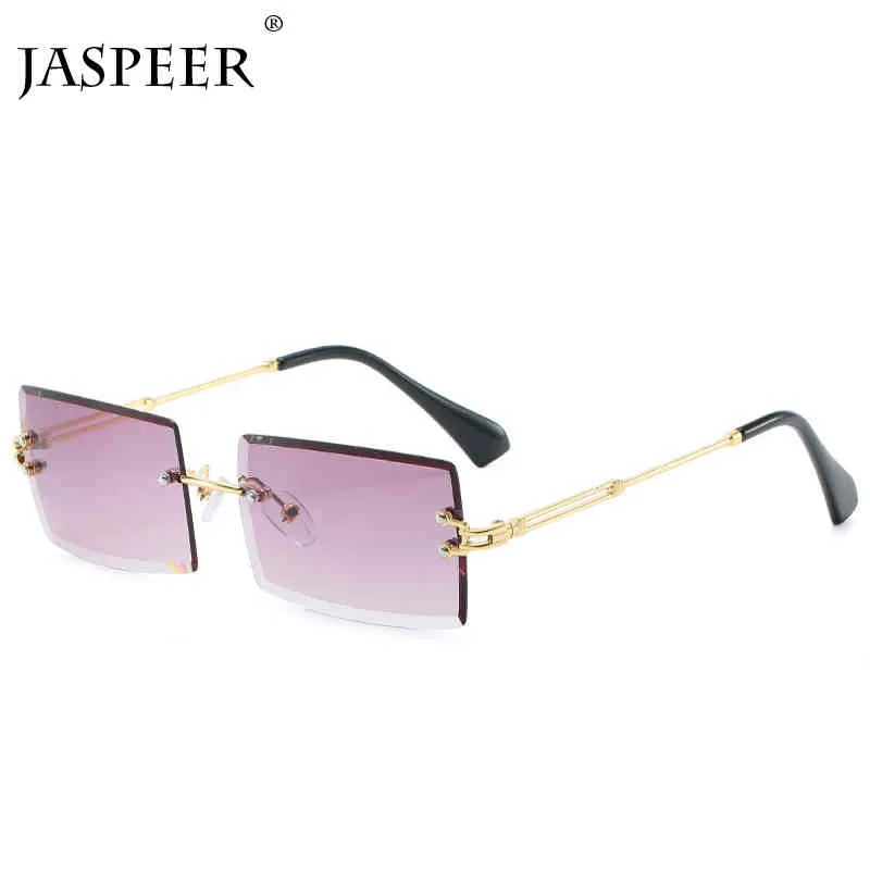 JASPEER Neue Randlose Rechteck Frauen Männer Shades Marke Designer Gradienten UV400 Sonnenbrille Retro Rahmenlose Sonnenbrille