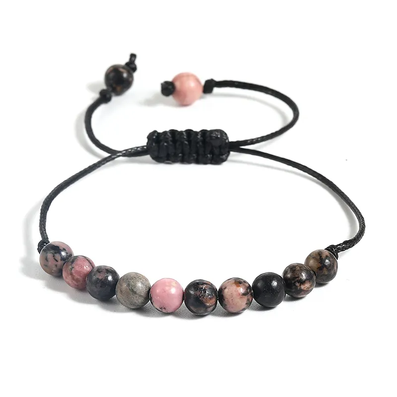 Adjustable Natural Stone Bead Bracelet Yoga Healing Crystal Stretch Beaded Bracelets for Women Men Handmade Jewelry