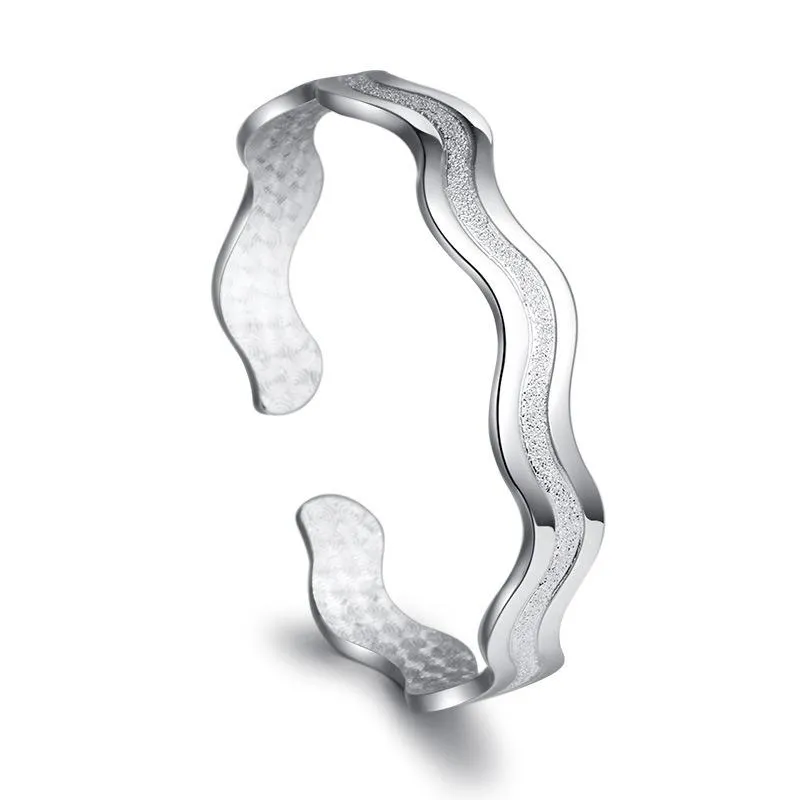 Bangle moda fosca curva pulseira pulseira de água ondulação pulseiras prata banhado para mulheres jóias cf12