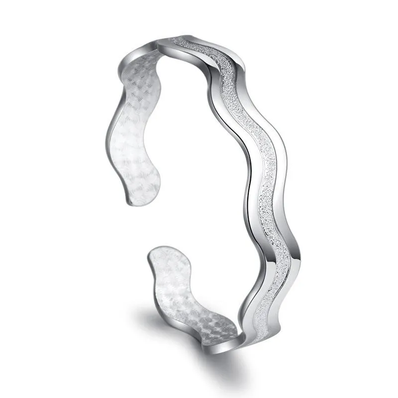 Bangle Mode Frosted Curve Armband Armbanden Water Rimpel Armbanden Verzilverd Voor Vrouwen Sieraden CF12