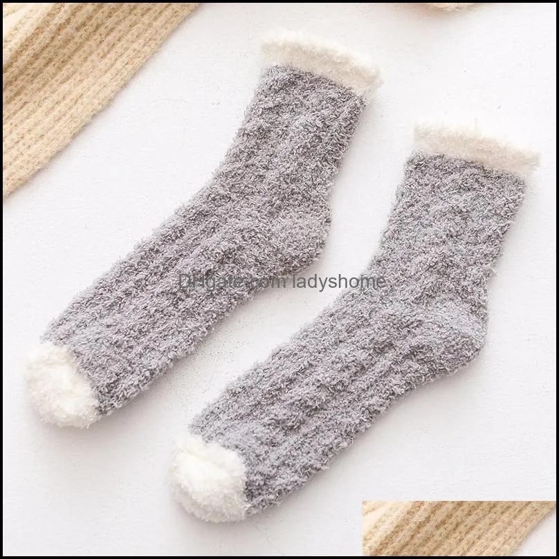 Party Supplies Coral Fleece Winter Mid Socks Warm Cold Resistance Plus Velvet Thick Candy Color Christmas decoration Sockings HWB8940