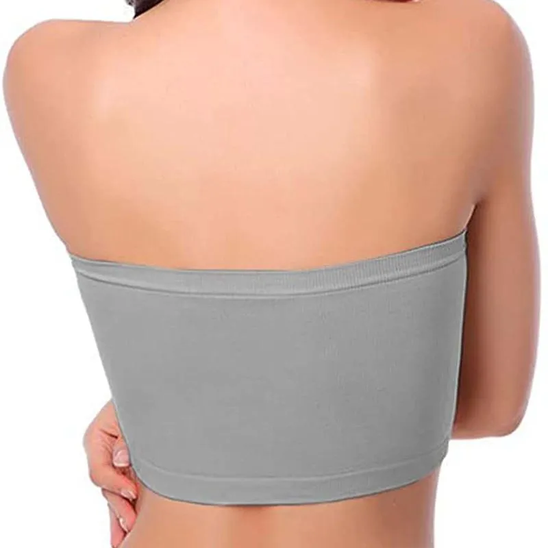 Strapless Bra Bandeau Tube Removable Padded Top Stretchy, Womens