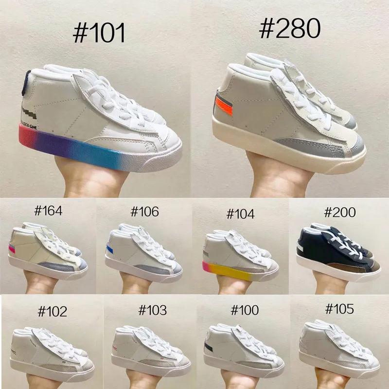 2021 Klassiker Barn Mid Top Löpskor Excellect Quality Barn Skate Sneaker Youth Fashion Outdoor Sport Shoe Boy Girl Jogging Footwear Size Eur24-35